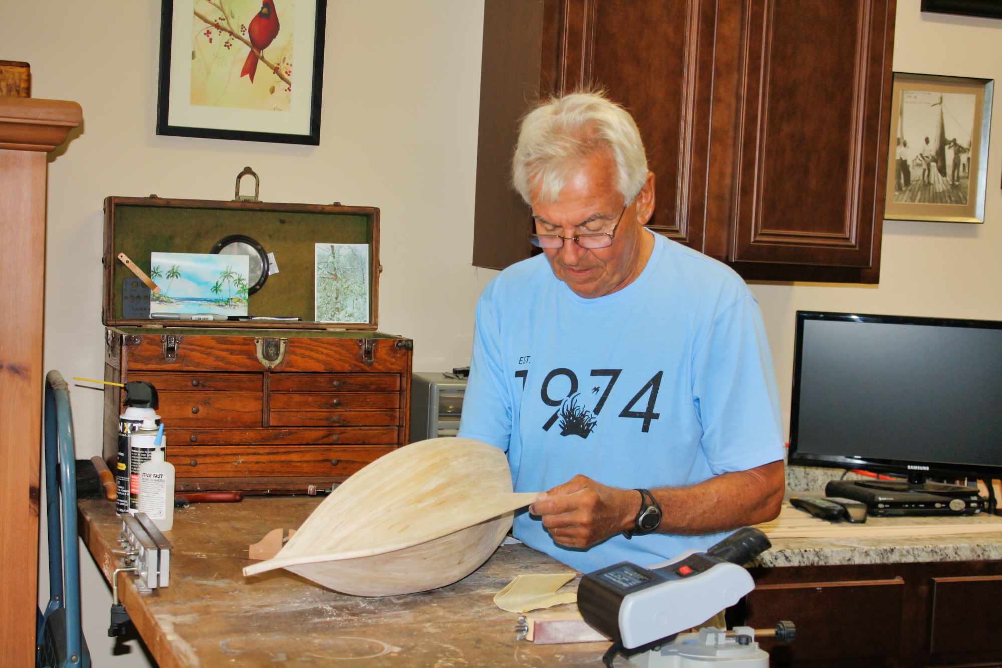Tom at work building your boat